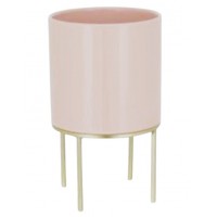 Vaso Rosa e Base Metal  Vaso Rosa e Base Metal